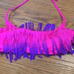 Pink Victoria’s Secret flouncy bikini top